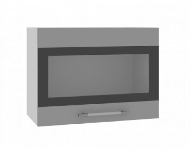 Ройс ВПГСФ 600 Шкаф верхний горизонтальный со стеклом с фотопечатью высокий (Графит софт/корпус Серый)