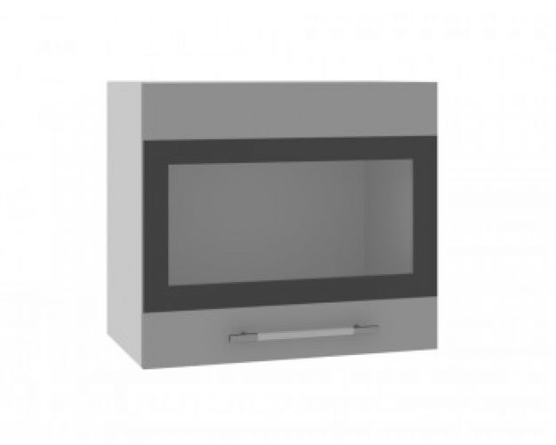 Ройс ВПГСФ 500 Шкаф верхний горизонтальный со стеклом с фотопечатью высокий (Графит софт/корпус Серый)