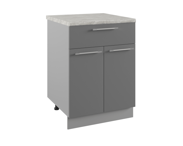 Арка С1ЯШ 600 шкаф нижний с ящиком (Штукатурка белая/корпус Серый)