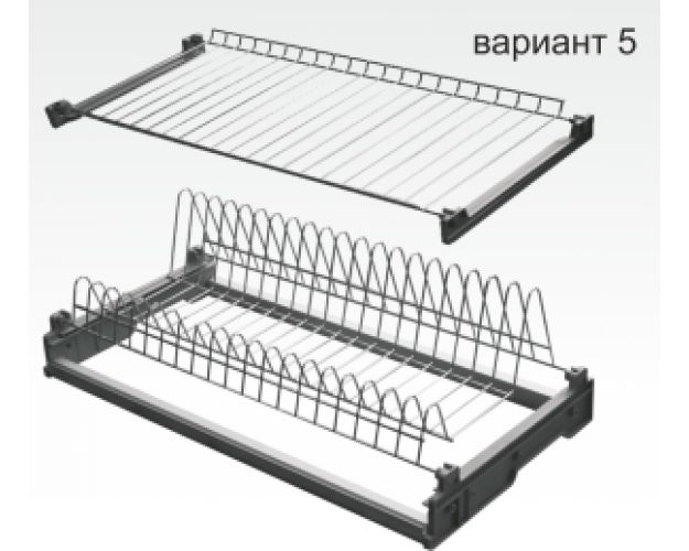 Посудосушитель 2-х ярусный 600мм, с 2-мя поддонами, с рамой, хром