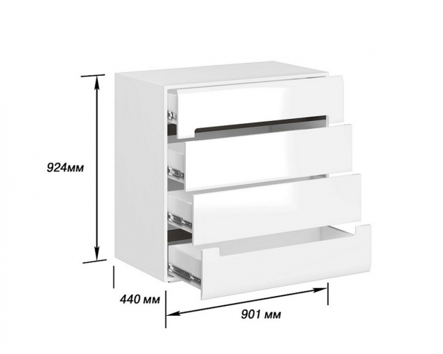 Комод Стокгольм белый / венге / белый глянец