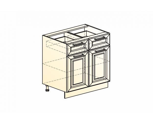 Монако Шкаф рабочий L800 (2 дв. гл. 2 ящ.) (Белый/Латте матовый)