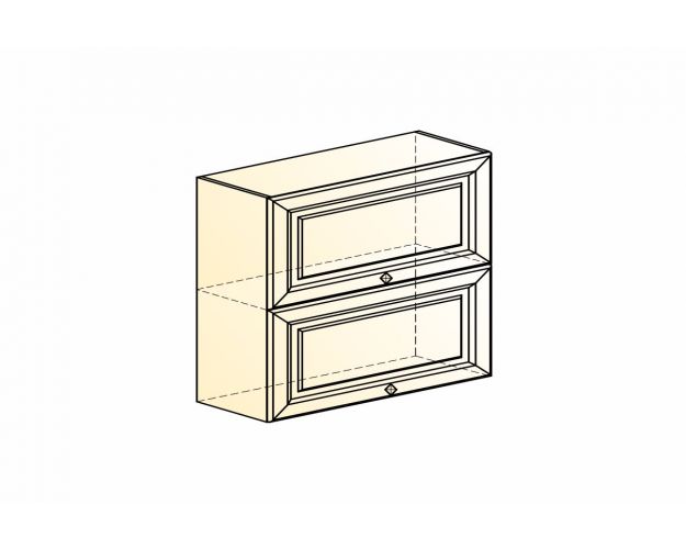 Монако Шкаф навесной L800 Н720 (2 дв. гл.гориз.) (Белый/Сизый матовый)