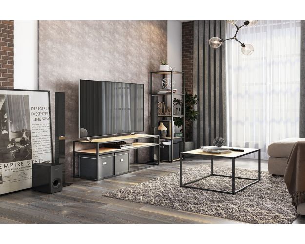 Стеллаж Куб 4 черный муар/дуб сонома