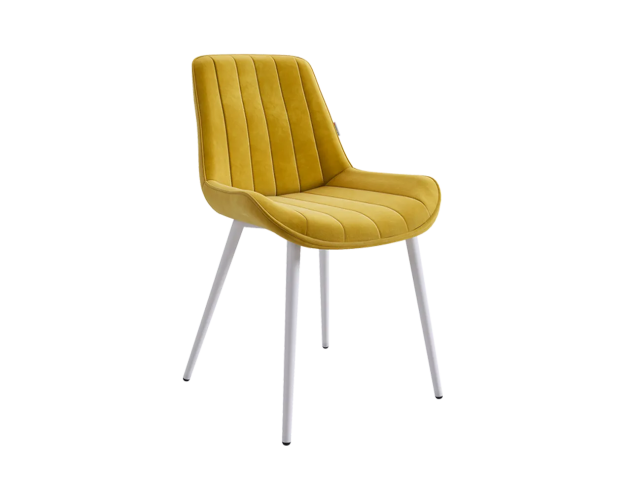 Стул Лари желтый (велюр) / белый