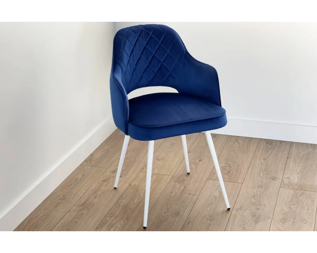 Стул Оксфорд синий (велюр) / белый