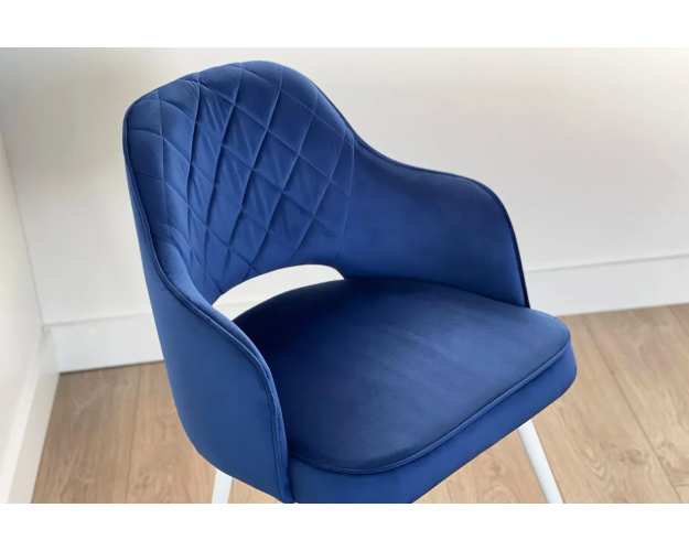 Стул Оксфорд синий (велюр) / белый