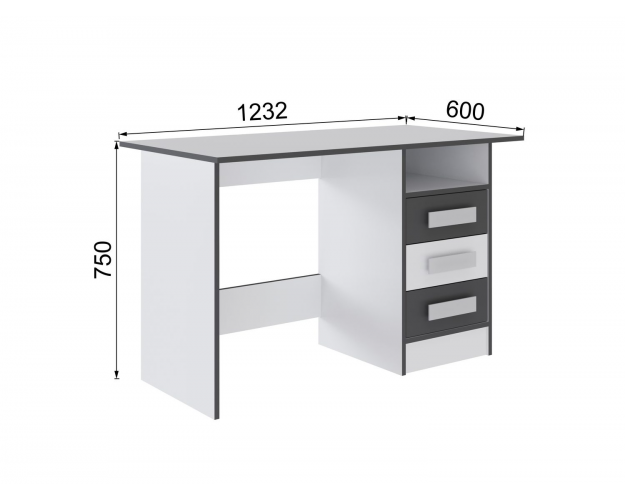 Стол письменный Тэбби белый / графит серый