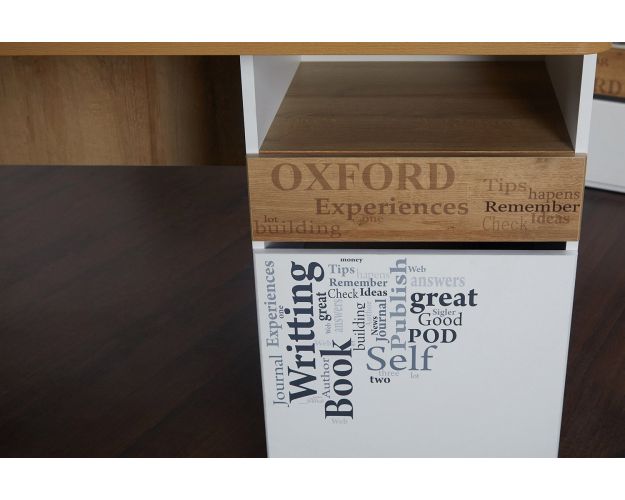 Стол с ящиками «Оксфорд» (Ривьера/Белый с рисунком)