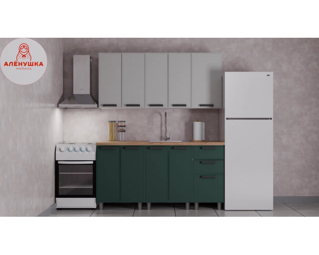 Кухонный гарнитур Магнолия 1.6 керамика / изумруд